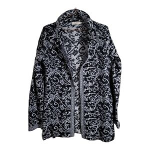 A. Ida Wool Blend Filigree Swirl Pattern Cardigan Open Front Made Italy Medium